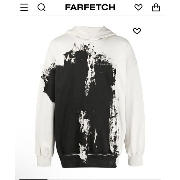 A Cold Wall Men's Paint Effect Brushstroke Black Hoodie Sweatshirt $400 NWT Sz M - Picture 5 of 14